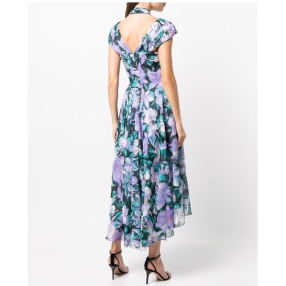 TADASHI SHOJI ARLENE CUTOUT HALTER FLORAL MIDI DRESS - Picture 4 of 16
